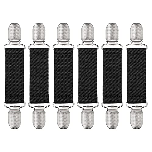 sourcing map 6 Stück Kleid Regeln Clips Pullover Schal Strickjacke Kragen Schal Clip Elastische Kleid Clips Zurück Cinch für Frauen Schwarz von sourcing map