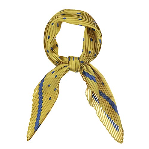 sourcing map Damen 50er Jahre Rhombus Taschentuch Bandana Stirnbänder Plissee Polka Dots Halstuch Kopftuch Dunkle Goldrute 102 x 45cm von sourcing map