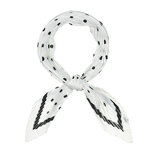 sourcing map Damen 50er Jahre Rhombus Taschentuch Bandana Stirnbänder Plissee Polka Dots Halstuch Kopftuch Weiß 102 x 45cm von sourcing map