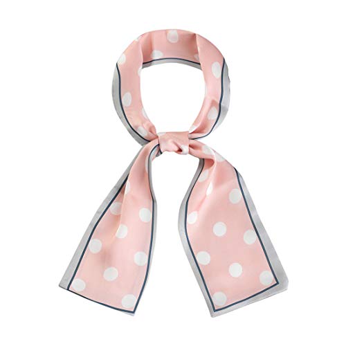 sourcing map Damen 50s Vintage Ribbon Skinny Schal Schöne Halswickel Polka Dots Haarband Kopftuch Rosa Große Dots 98 x 9cm von sourcing map