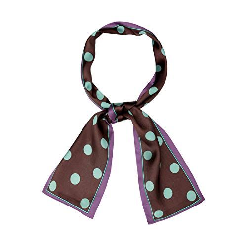 sourcing map Damen 50s Vintage Ribbon Skinny Schal Schöne Halswickel Polka Dots Haarband Kopftuch Weinrot Große Dots 98 x 9cm von sourcing map