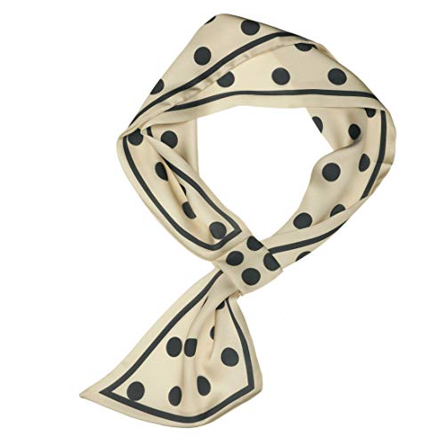 sourcing map Damen Bevel Kleiner dünner Schräge Halstücher Doppelseitiges Polka Dots Schal Halstuch Beige M von sourcing map