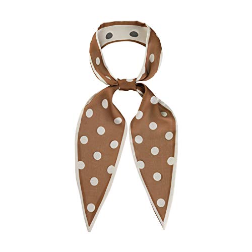 sourcing map Damen Dünne Schals Colorblock Polka Dots Haaarband Halstuch Braun Groß Dots 120 x 5cm von sourcing map