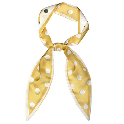 sourcing map Damen Dünne Schals Colorblock Polka Dots Haaarband Halstuch Gelb Groß Dots 120 x 5cm von sourcing map