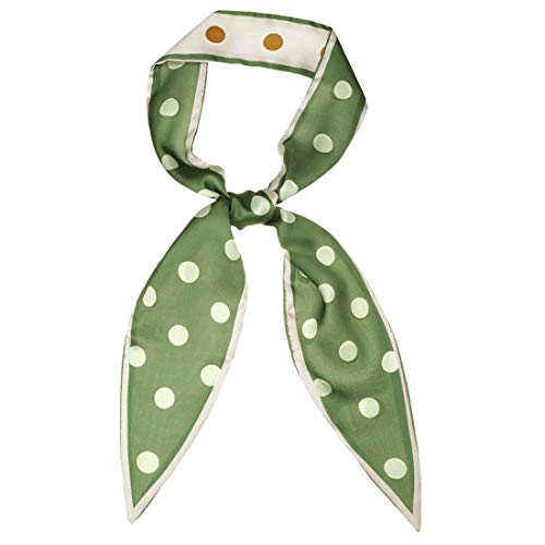 sourcing map Damen Dünne Schals Colorblock Polka Dots Haaarband Halstuch Grün Groß Dots 120 x 5cm von sourcing map