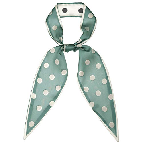 sourcing map Damen Dünne Schals Colorblock Polka Dots Haaarband Halstuch Hellgrün Groß Dots 120 x 5cm von sourcing map