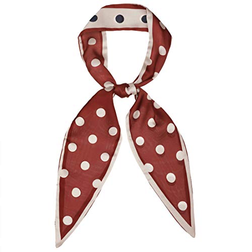 sourcing map Damen Dünne Schals Colorblock Polka Dots Haaarband Halstuch Rot Groß Dots 120 x 5cm von sourcing map