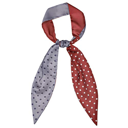 sourcing map Damen Dünne Schals Colorblock Polka Dots Haaarband Halstuch Rot Klein Dots 120 x 5cm von sourcing map