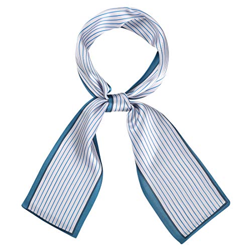 sourcing map Damen Dünne Schals Hals Wraps Band Haarband Streifen Halstuch Kopftuch Blau M von sourcing map