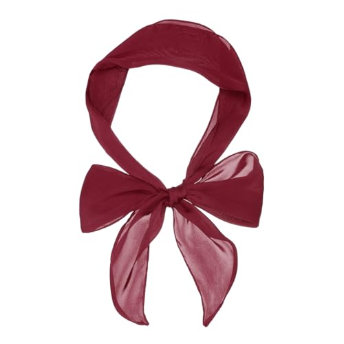 sourcing map Damen Einfarbig Skinny Schal Schals Langes Halstuch Haarband Weinrot 140 x 13 cm von sourcing map