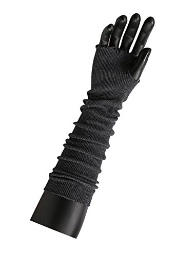 sourcing map Damen Ellenbogen Länge Dehnbar Arm Wärmer Fingerlos Handschuhe Herbst Winter Dunkelgrau von sourcing map