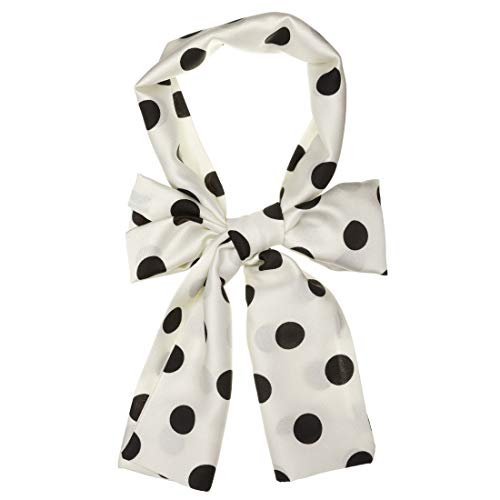 sourcing map Damen Lange Dünn Hals Schals Ketten Streifen Polka Dots Haarband Halstuch Creme 147 x 13cm von sourcing map