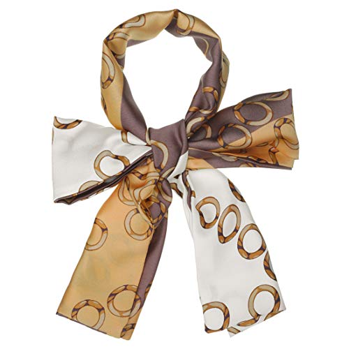 sourcing map Damen Lange Dünn Hals Schals Ketten Streifen Polka Dots Haarband Halstuch Hellgelb 147 x 13cm von sourcing map