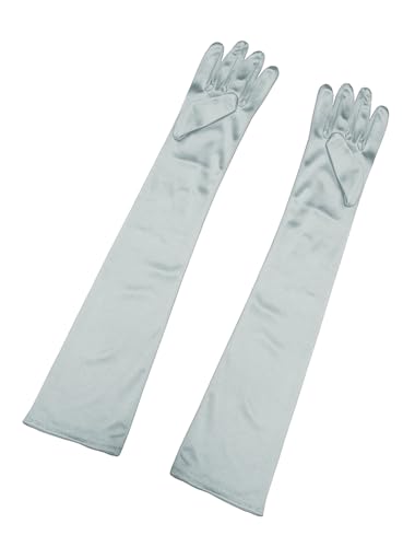 sourcing map Damen Lange Handschuhe 1920er Jahre Abend Party Vollfinger Fäustlinge Eleganter Opernhandschuh Silber One Size von Allegra K