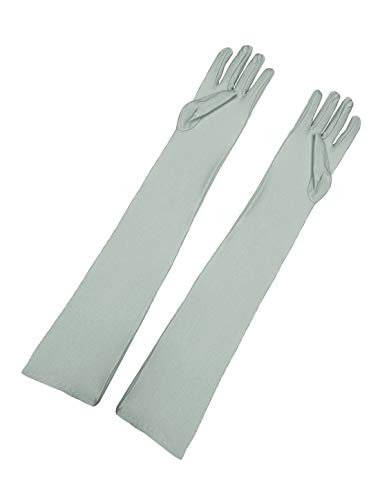 sourcing map Damen Lange Handschuhe 1920er Jahre Abend Party Vollfinger Fäustlinge Eleganter Opernhandschuh Silber grau One Size von sourcing map