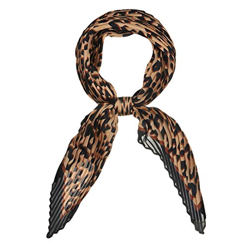 sourcing map Damen Leopard Plissee Rhombus Schal Halstuch Schwarz 98 x 45 cm von sourcing map