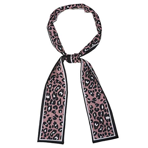 sourcing map Damen Leopard Ribbon Lang Skinny Schal Haarband Halstuch Rosa 116 x 7cm von sourcing map