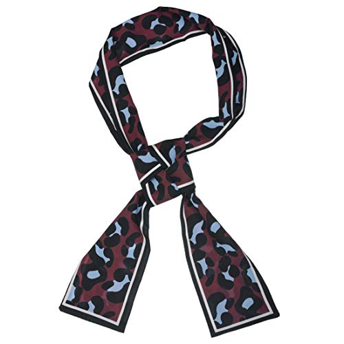 sourcing map Damen Leopard Ribbon Lang Skinny Schal Haarband Halstuch Weinrot 116 x 7cm von sourcing map