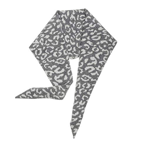 sourcing map Damen Leopard Tiermuster Rhombisch Strickschal Halstuch Grau 92 x 32cm von sourcing map