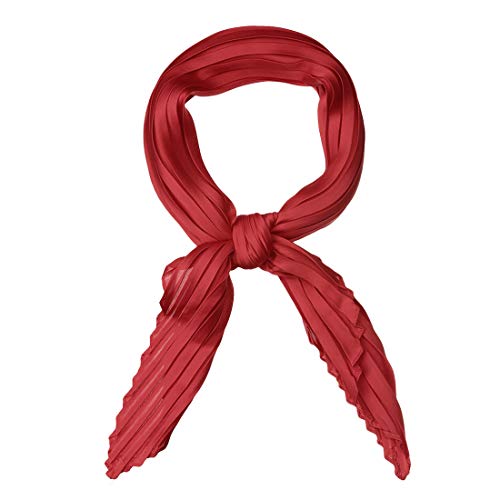sourcing map Damen Rhombus Kopftuch Wraps Schals Bandana Einfarbig Plissee Halstuch Rot 104 x 42cm von sourcing map