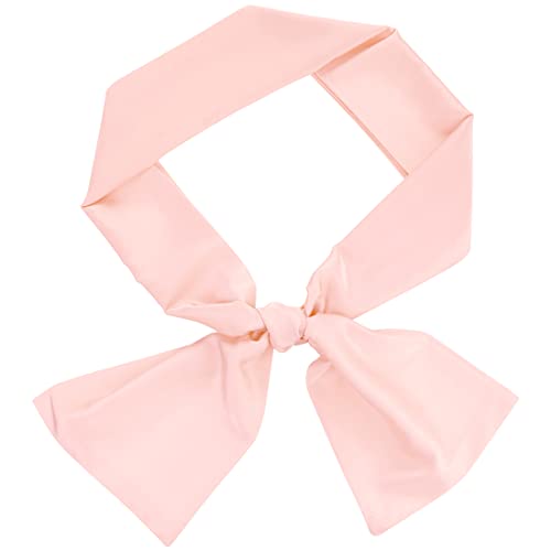 sourcing map Damen Seide Einfarbig Lange Schmale Schals Taillenbänder Halstuch Rosa 146 x 15cm von sourcing map