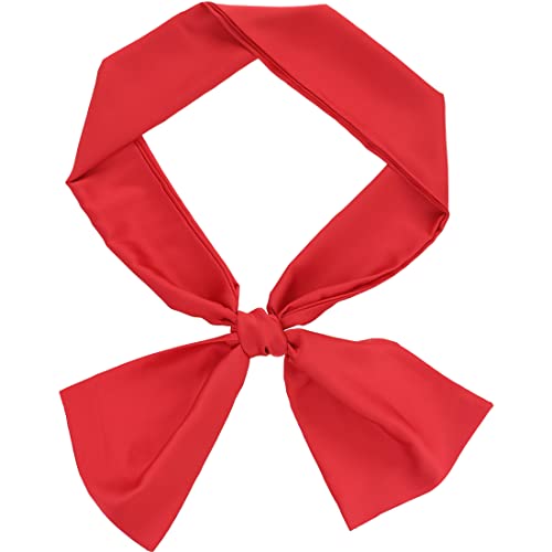 sourcing map Damen Seide Einfarbig Lange Schmale Schals Taillenbänder Halstuch Rot 146 x 15cm von sourcing map