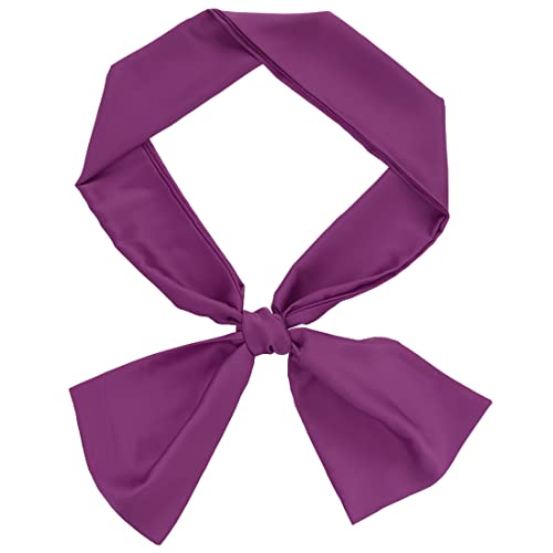 sourcing map Damen Seide Einfarbig Lange Schmale Schals Taillenbänder Halstuch Violett 146 x 15cm von sourcing map