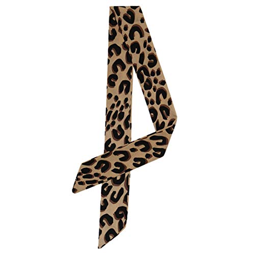 sourcing map Damen Skinny Scarf Dünne Lange Hals Schal Mode Leopard Stirnband Halstuch Braun 88 x 5cm von sourcing map