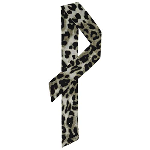 sourcing map Damen Skinny Scarf Dünne Lange Hals Schal Mode Leopard Stirnband Halstuch Grau-Schwarz 88 x 5cm von sourcing map