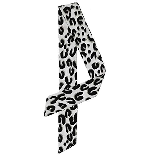 sourcing map Damen Skinny Scarf Dünne Lange Hals Schal Mode Leopard Stirnband Halstuch Hellgrau 88 x 5cm von sourcing map