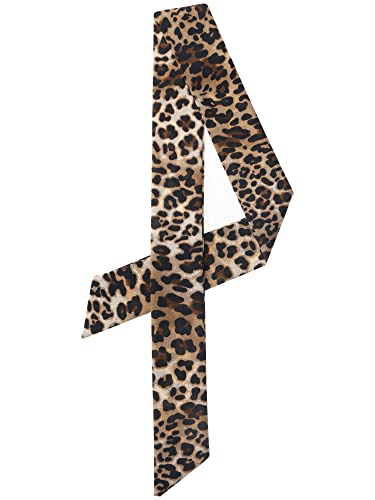 sourcing map Damen Skinny Scarf Dünne Lange Hals Schal Mode Leopard Stirnband Halstuch Kaffee 88 x 5cm von sourcing map