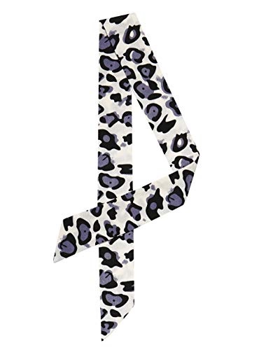 sourcing map Damen Skinny Scarf Dünne Lange Hals Schal Mode Leopard Stirnband Halstuch Violett 88 x 5cm von sourcing map