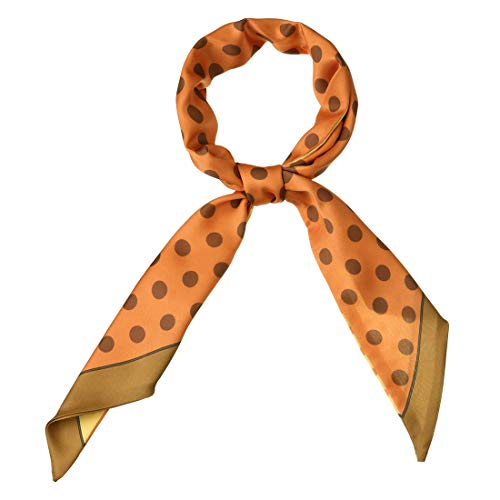 sourcing map Damen Skinny Scarf Neck Schals Doppelseitig Polka Dots Stirnband Halstuch Orange 150 x 13cm von sourcing map