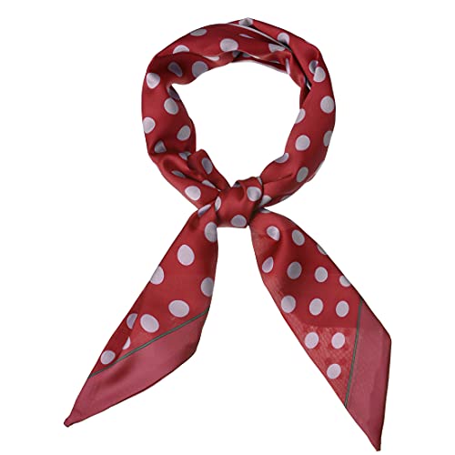 sourcing map Damen Skinny Scarf Neck Schals Doppelseitig Polka Dots Stirnband Halstuch Rose Rot 150 x 13cm von sourcing map