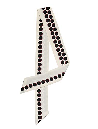 sourcing map Damen Skinny Scarf Sharp Neck Schals Doppelseitiges Polka Dots Streifen Herzdruck Halstuch Weiß Einheitsgröße von sourcing map