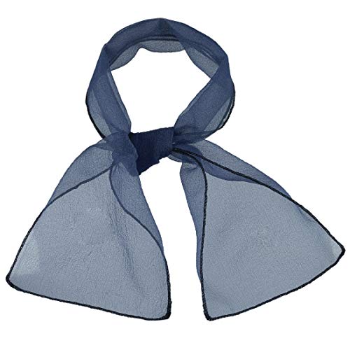 sourcing map Damen Sommer transparente dünne Organza Schal feste Bandana Farbe Haargürtel Krawatte Navy Blau 90 x 15cm von sourcing map