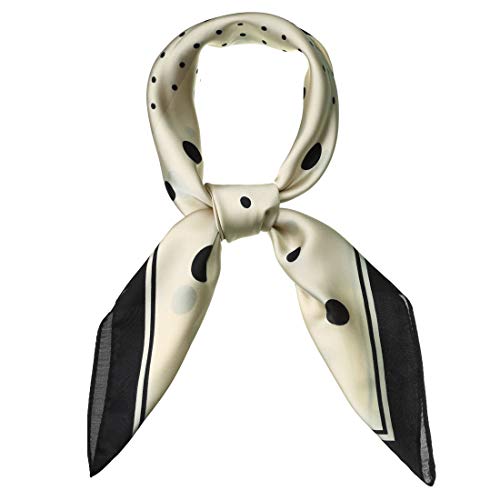 sourcing map Damen Square Schal Halstücher Stirnband Polka Dots Halstuch Beige 70 x 70cm von sourcing map