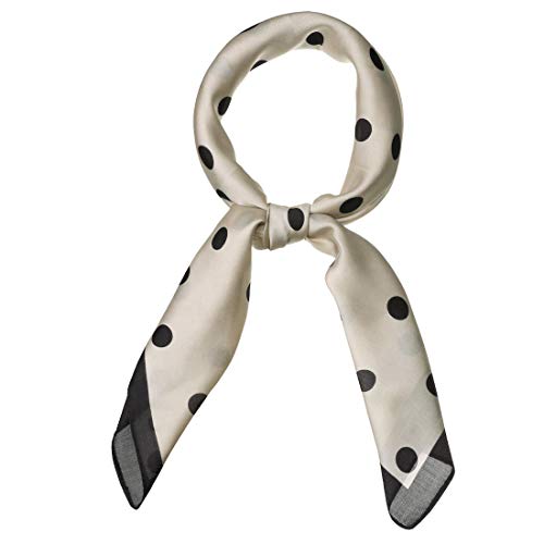 sourcing map Damen Square Schal Halstücher Stirnband Polka Dots Halstuch Champagner 70 x 70cm von sourcing map