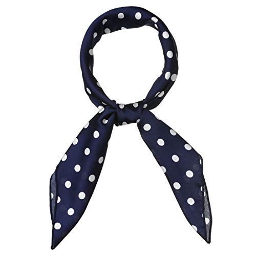 sourcing map Damen Square Schal Halstücher Stirnband Polka Dots Halstuch Navy Blau 70 x 70cm von sourcing map