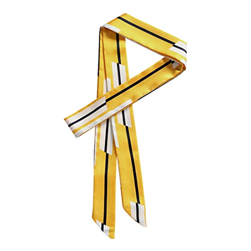 sourcing map Damen Streifen Dünne Halstücher Lange Schmale Haarband Halstuch Gelb 195 x 5cm von sourcing map