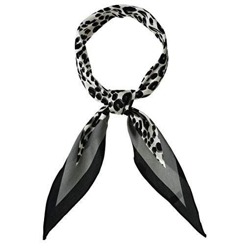 sourcing map Damen Tierdruck Leopard Rhombus Schal Halstücher Halstuch Grau Weiß 103 x 33cm von sourcing map