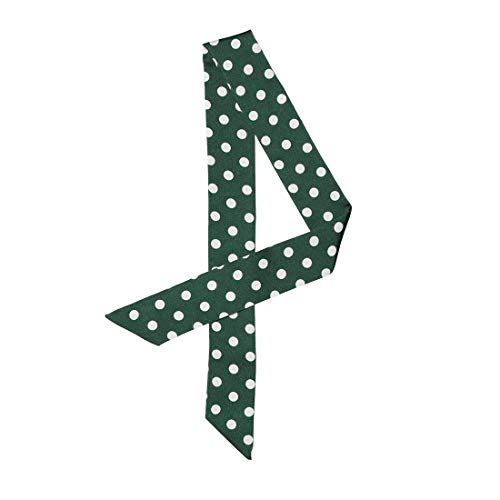sourcing map Damen Vintage 50s Dünn Lang Schmal Taillenband Gürtel Seide Polka Dots Halstuch Scarf Armee Grün Dots S von sourcing map