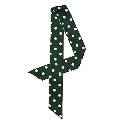 sourcing map Damen Vintage 50s Dünn Lang Schmal Taillenband Gürtel Seide Polka Dots Halstuch Scarf Grün Dots S von sourcing map