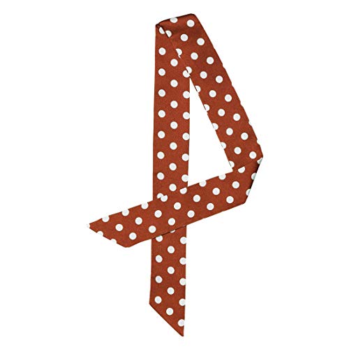 sourcing map Damen Vintage 50s Dünn Lang Schmal Taillenband Gürtel Seide Polka Dots Halstuch Scarf Karamell Dots S von sourcing map