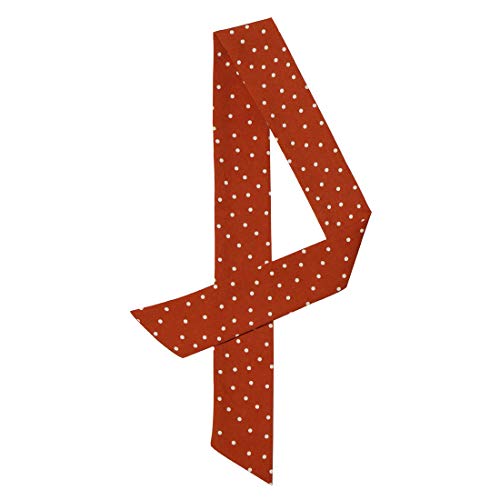 sourcing map Damen Vintage 50s Dünn Lang Schmal Taillenband Gürtel Seide Polka Dots Halstuch Scarf Karamell Kleine Dots S von sourcing map
