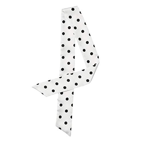 sourcing map Damen Vintage 50s Dünn Lang Schmal Taillenband Gürtel Seide Polka Dots Halstuch Scarf Weiß Dots S von sourcing map
