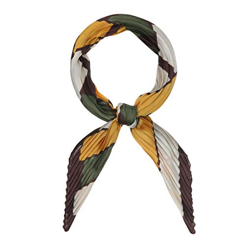 sourcing map Damen Vintage Plissee Rhombus Kariert Schals Halstuch Gelb 102 x 33cm von sourcing map