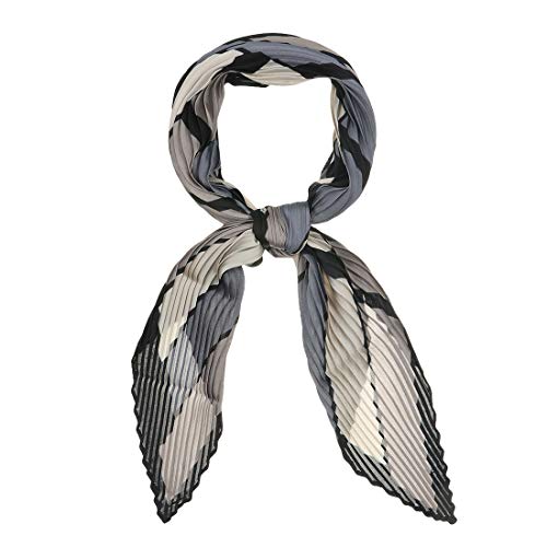 sourcing map Damen Vintage Plissee Rhombus Kariert Schals Halstuch Hellblau 102 x 33cm von sourcing map