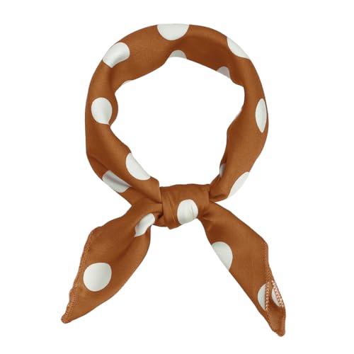 sourcing map Damen Vintage Quadratischer Schals Kopf Hals Polka Dots Schal Halstuch Karamell M von sourcing map