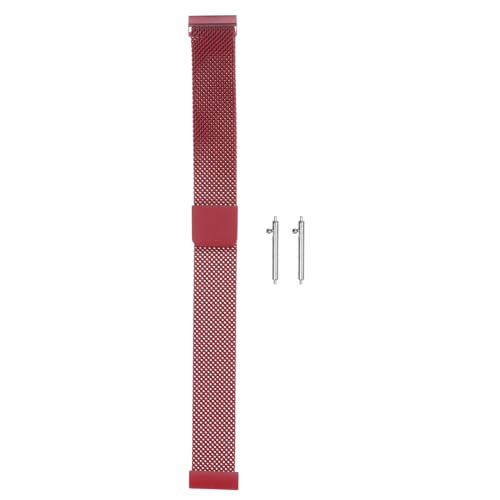 sourcing map Edelstahl-Mesh-Uhrenarmband 16mm Schnellwechsel-Verstellbares Armband mit magnetischem Verschluss für Männer und Frauen, Rot von sourcing map